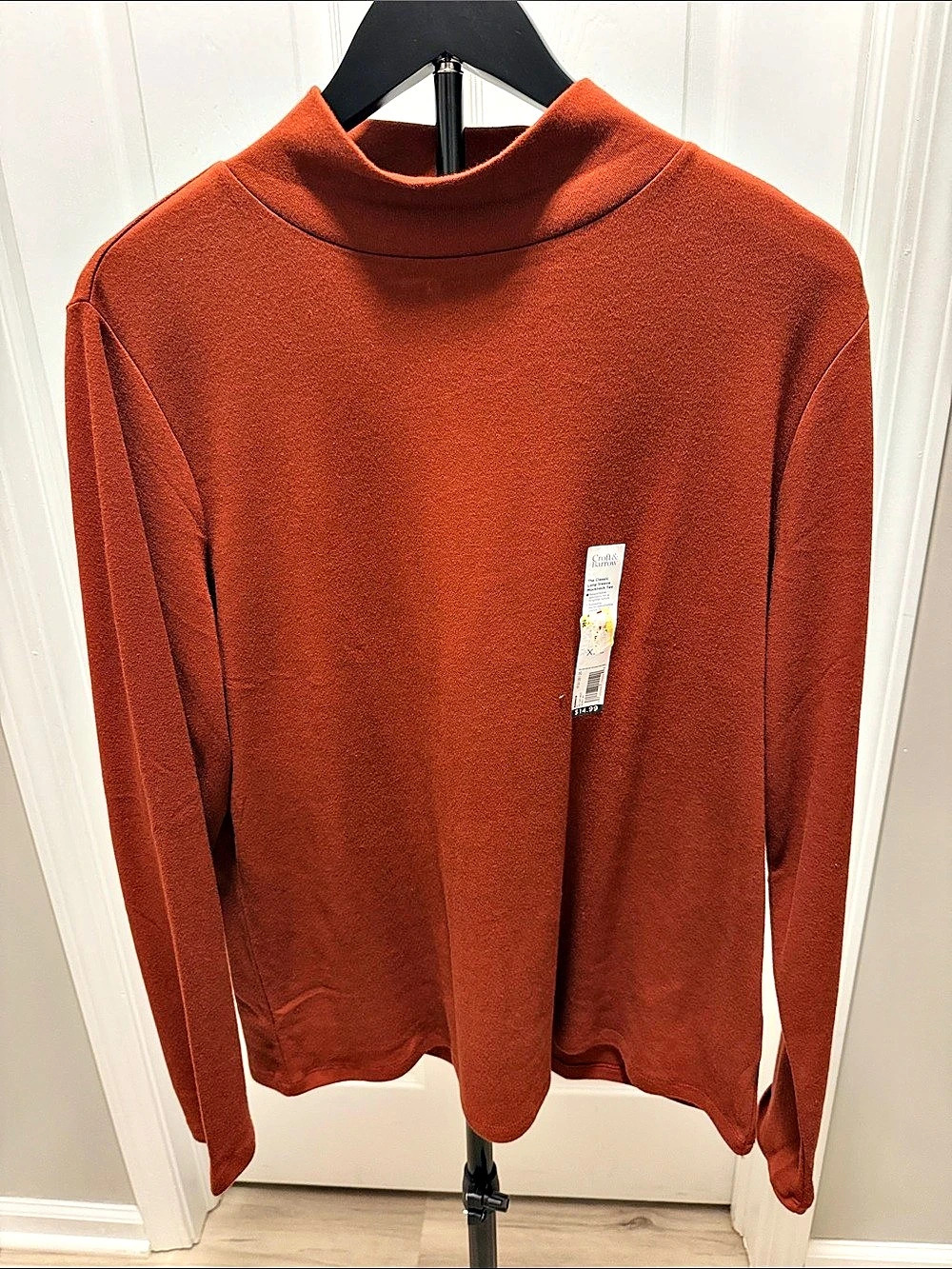 Croft & Barrow The Classic Mockneck Tee Long Sleeve Orange